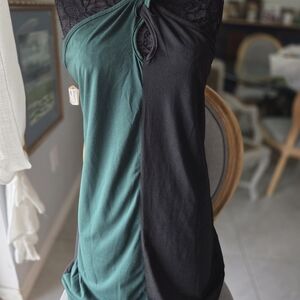 Green and Black Halter Dress